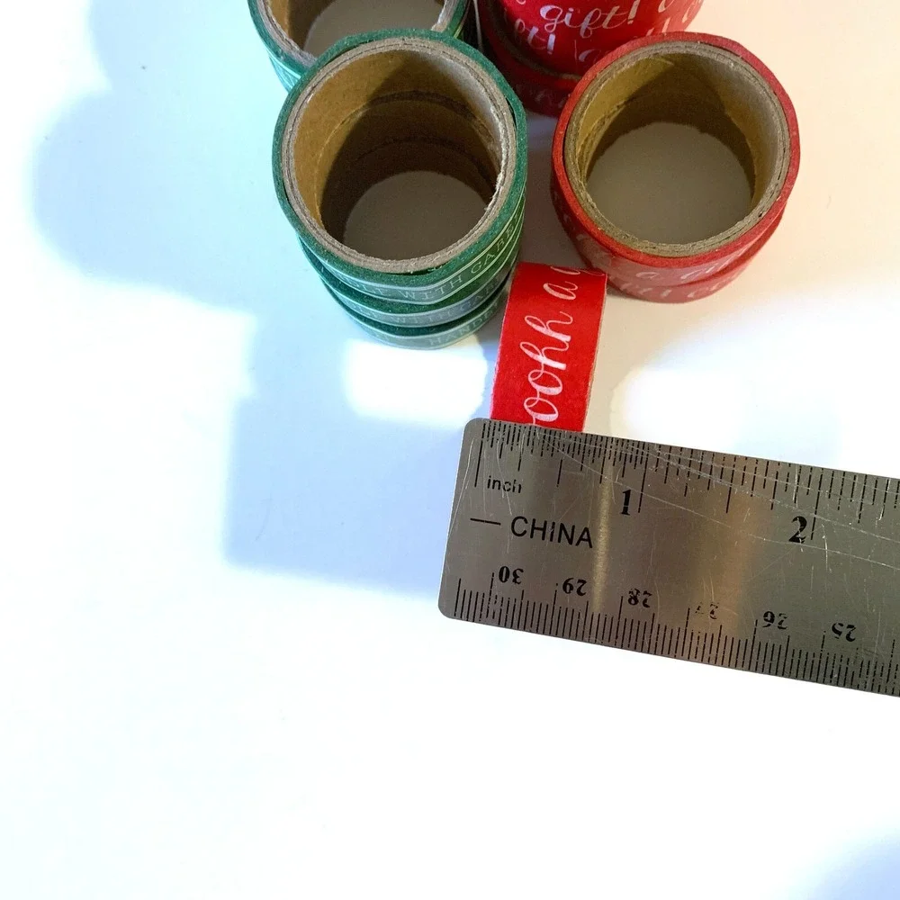 Holiday Christmas Washi Tape 6 Red Ooohh a Gift! 5 Green Handle with Care! 10 ft